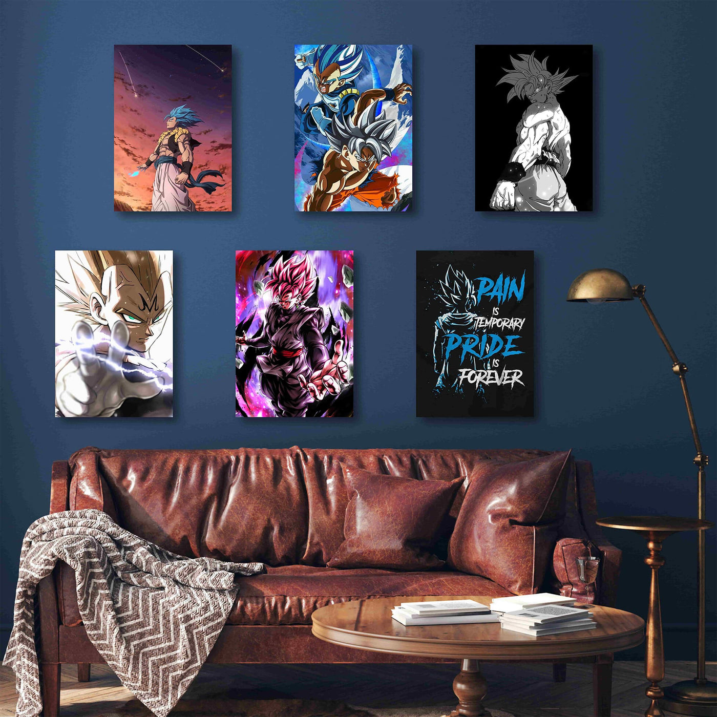 A vibrant Dragon Ball wall poster set featuring Goku, Vegeta, and other iconic characters in stunning artwork, ideal for anime fans and collectors.