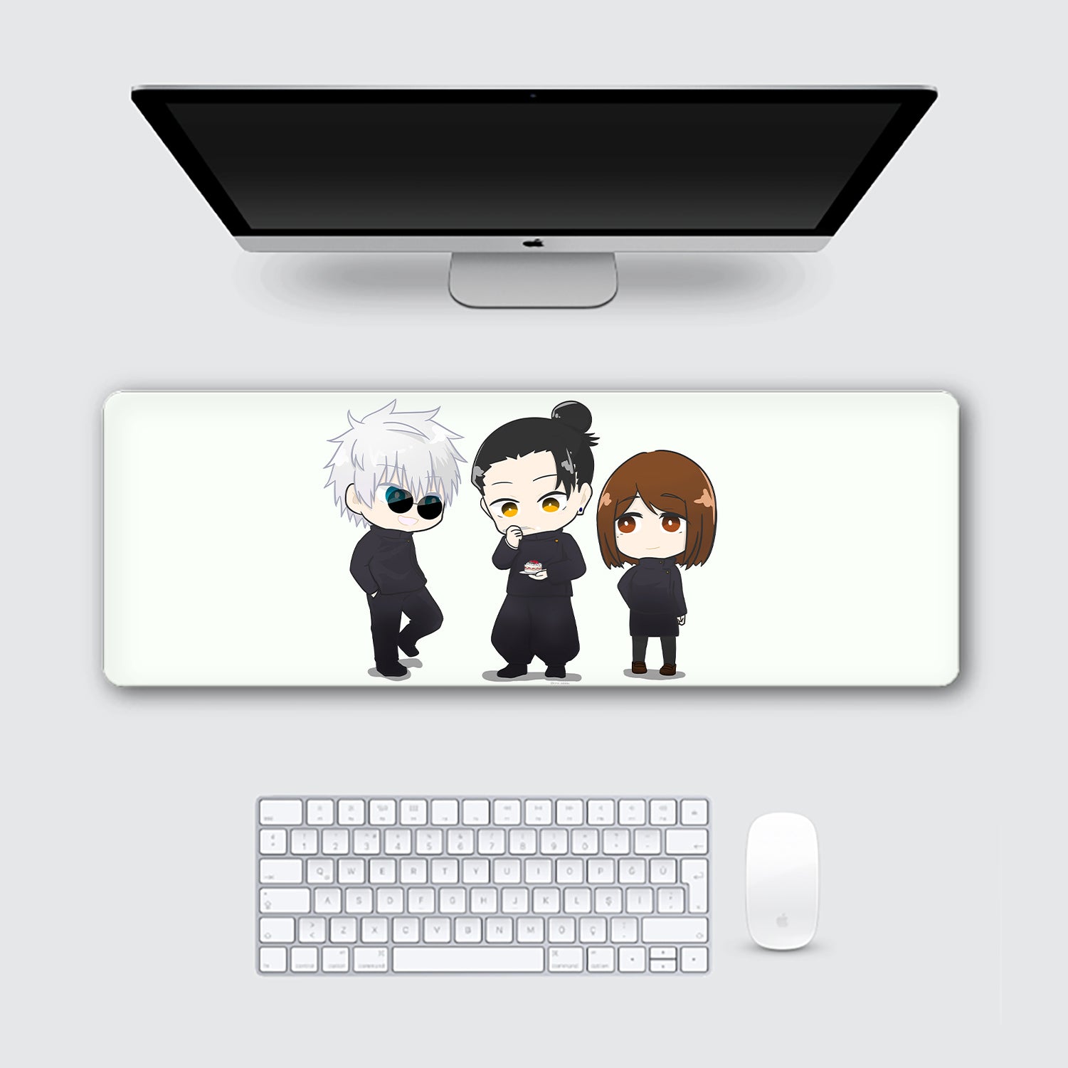 Jujutsu Kaisen Chibi Trio Gojo Geto and Shoko Desk Mat