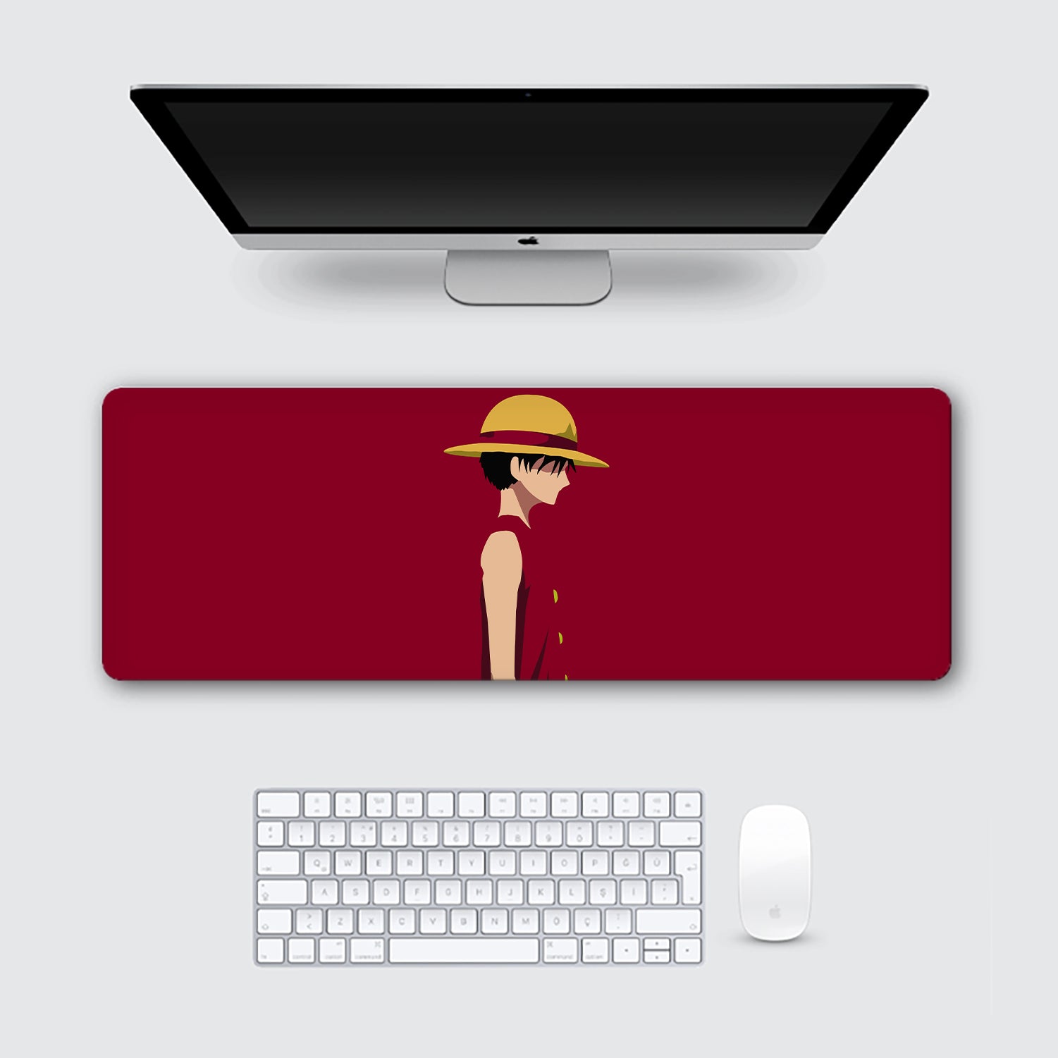 Luffy's Red Illustration From One Piece Desk Mat